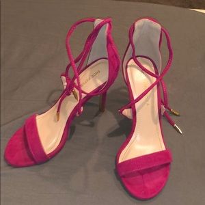 pink fashion heels with about 3 inch heel